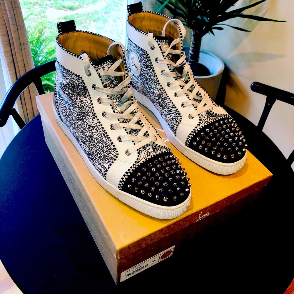 Christian Louboutin Lou Spikes Orlato Flat Sz 48